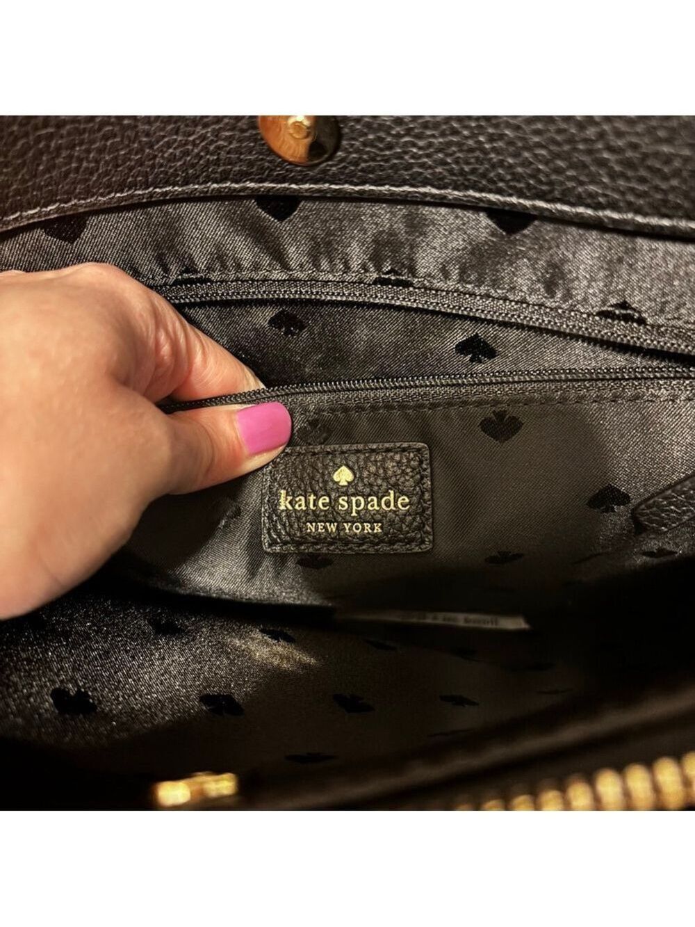 Kate Spade New York Mulberry Street Lise Black Leather Satchel Crossbody - Picture 13 of 15